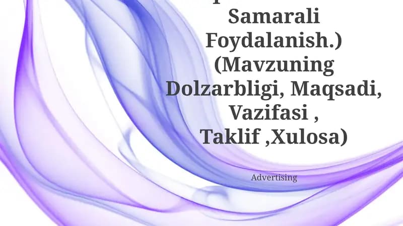 Maktab Binosini Saqlash Va Undan Samarali Foydalanish