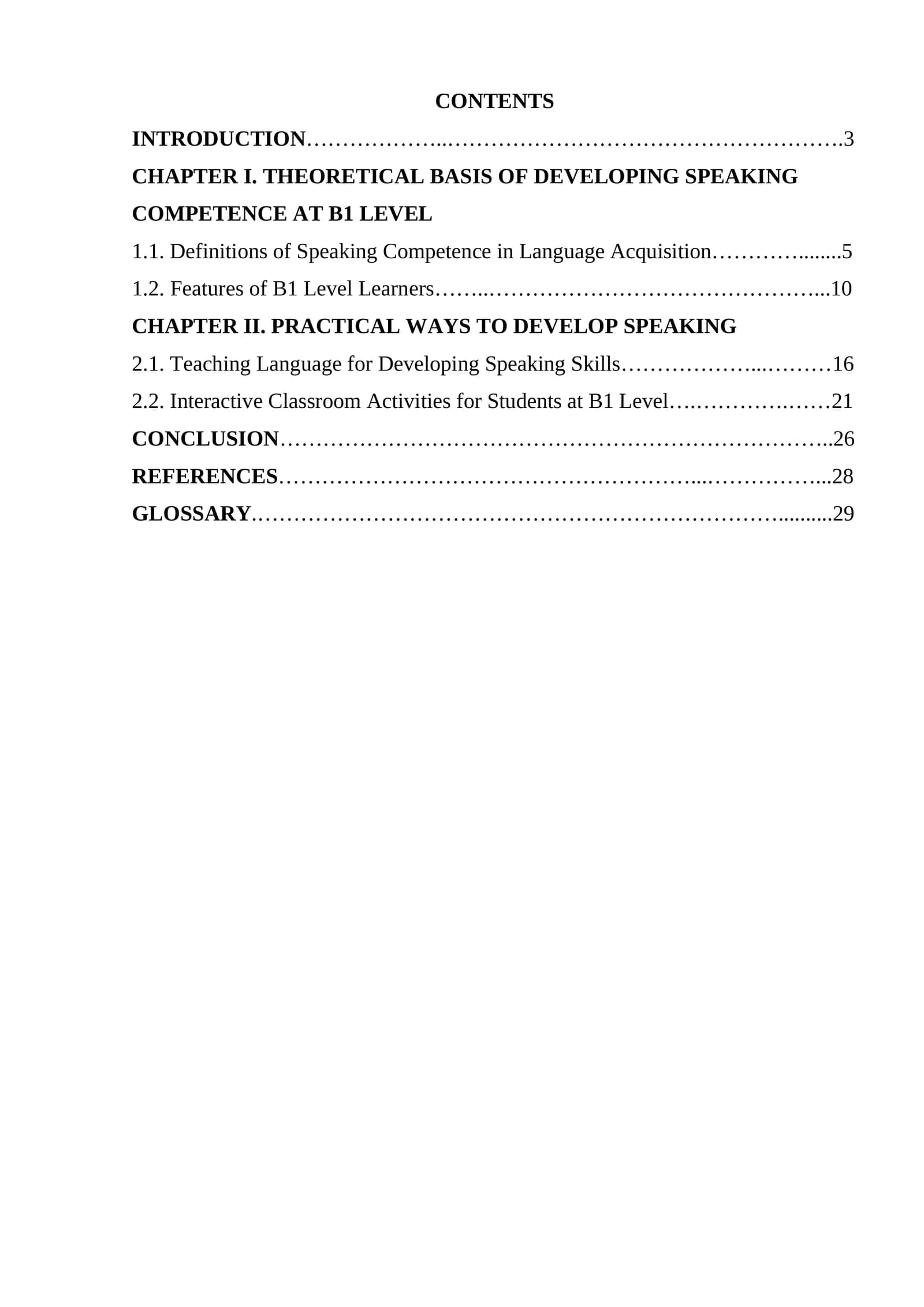 Developing speaking competence of B1 level learners