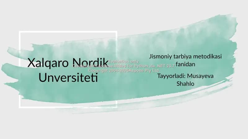 Xalqaro Nordik Universiteti Jismoniy tarbiya metodikasi fanidan