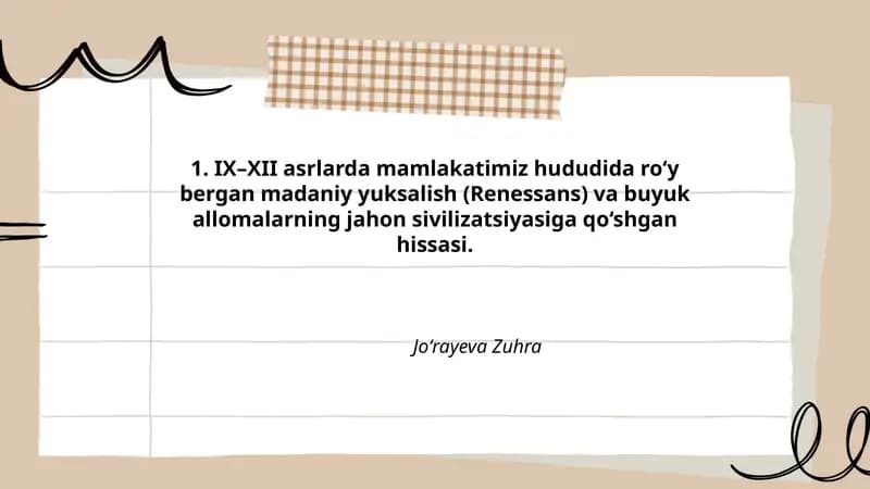 IX–XII asrlarda Madaniy Yuksalish