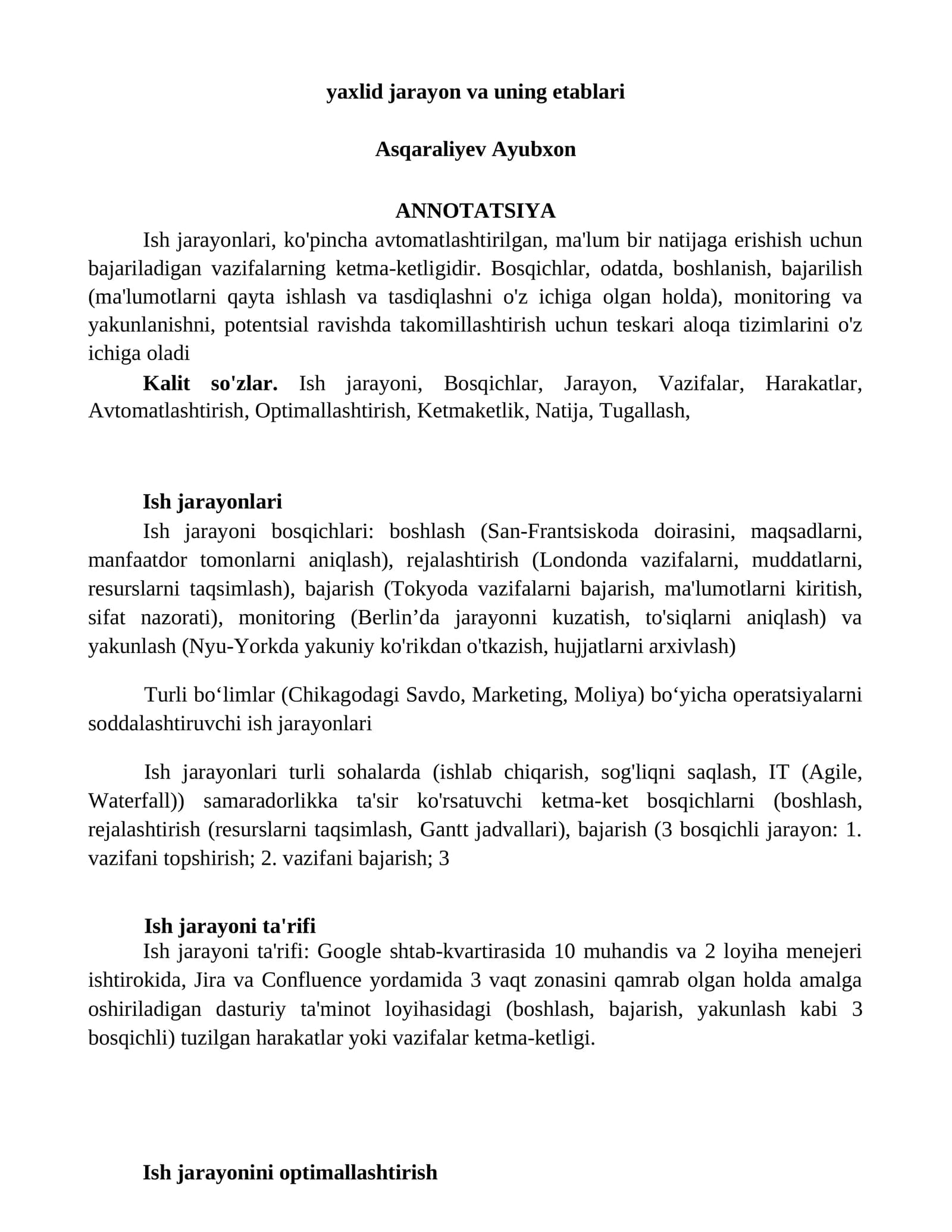 Ish jarayonlari