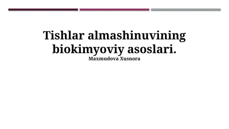 To'qima almashinuvining biokimyoviy asoslari