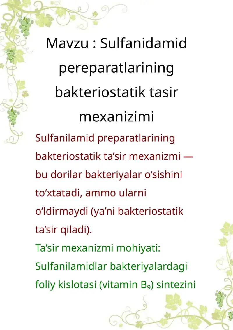 Sulfanidamid Preparatlari