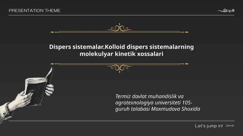 Dispers sistemalar.Kolloid dispers sistemalarning molekulyar kinetik xossalari