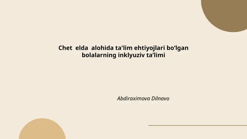 Chet elda inklyuziv ta'lim ehtiyojlari