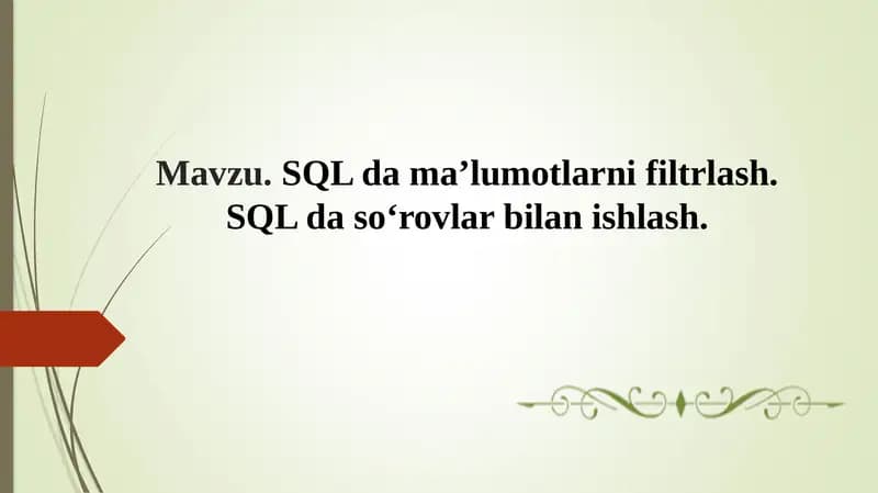 SQL ma'lumotlar bazasi
