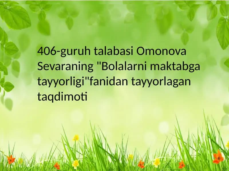 Bolalarni maktabga tayyorligi