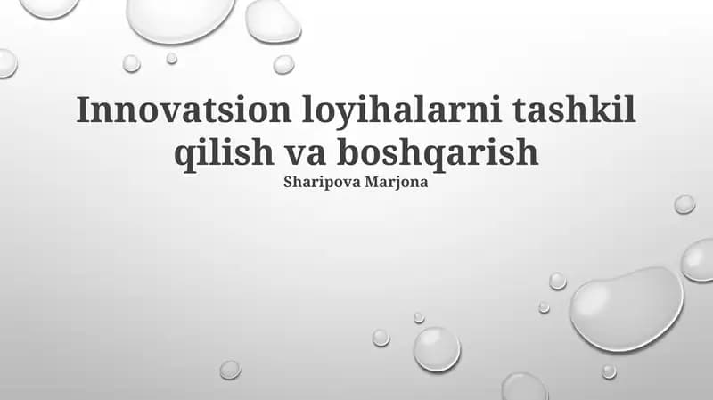 Innovatsion loyihalarni tashkil qilish va boshqarish