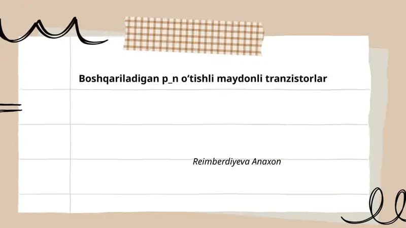 Boshqariladigan p–n oʻtishli maydonli tranzistorlar