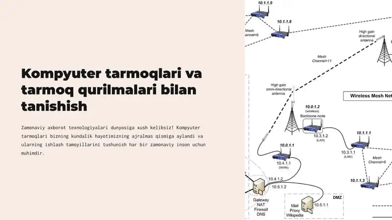 L1  Kompyuter tarmoqlari va tarmoq qurilmalari bilan tanishish.
