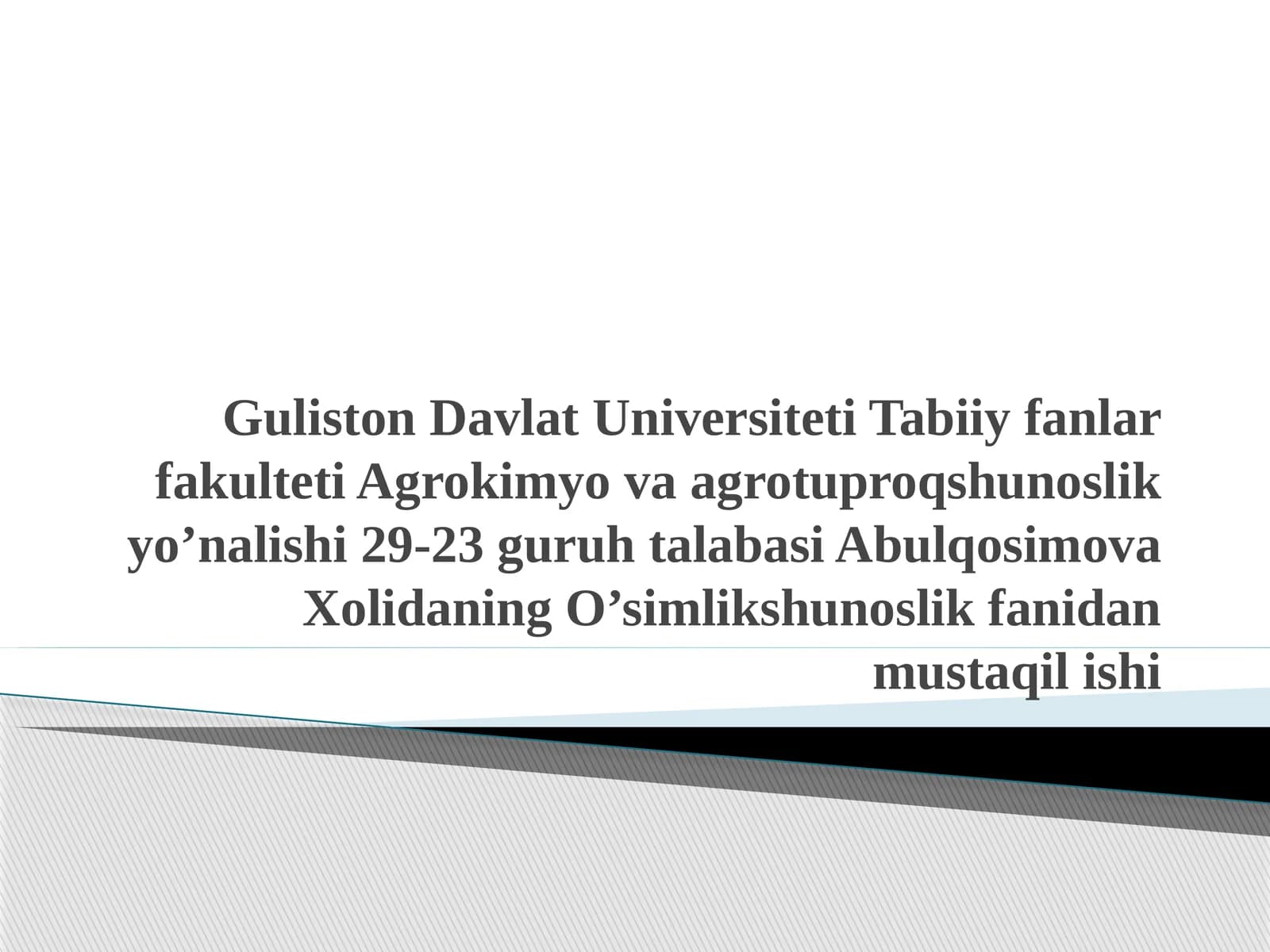 Agrokimyo va agrotuproqshunoslik savollari