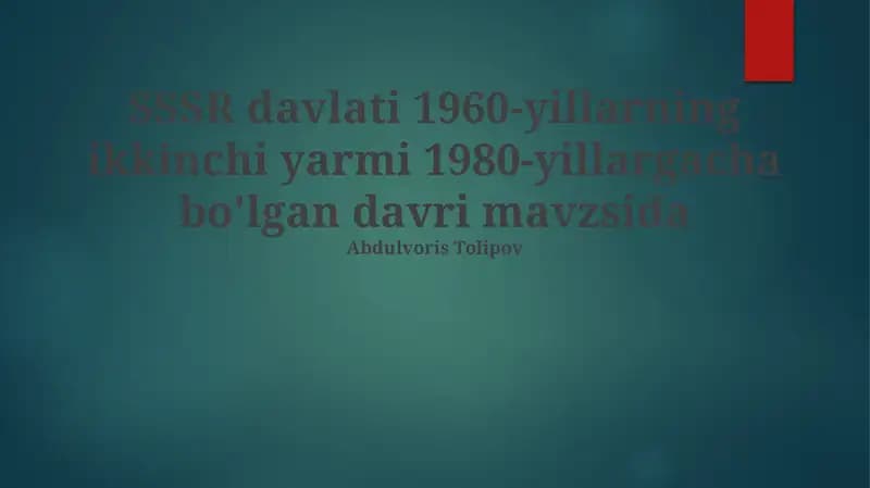 SSSR davlatining ichki siyosati