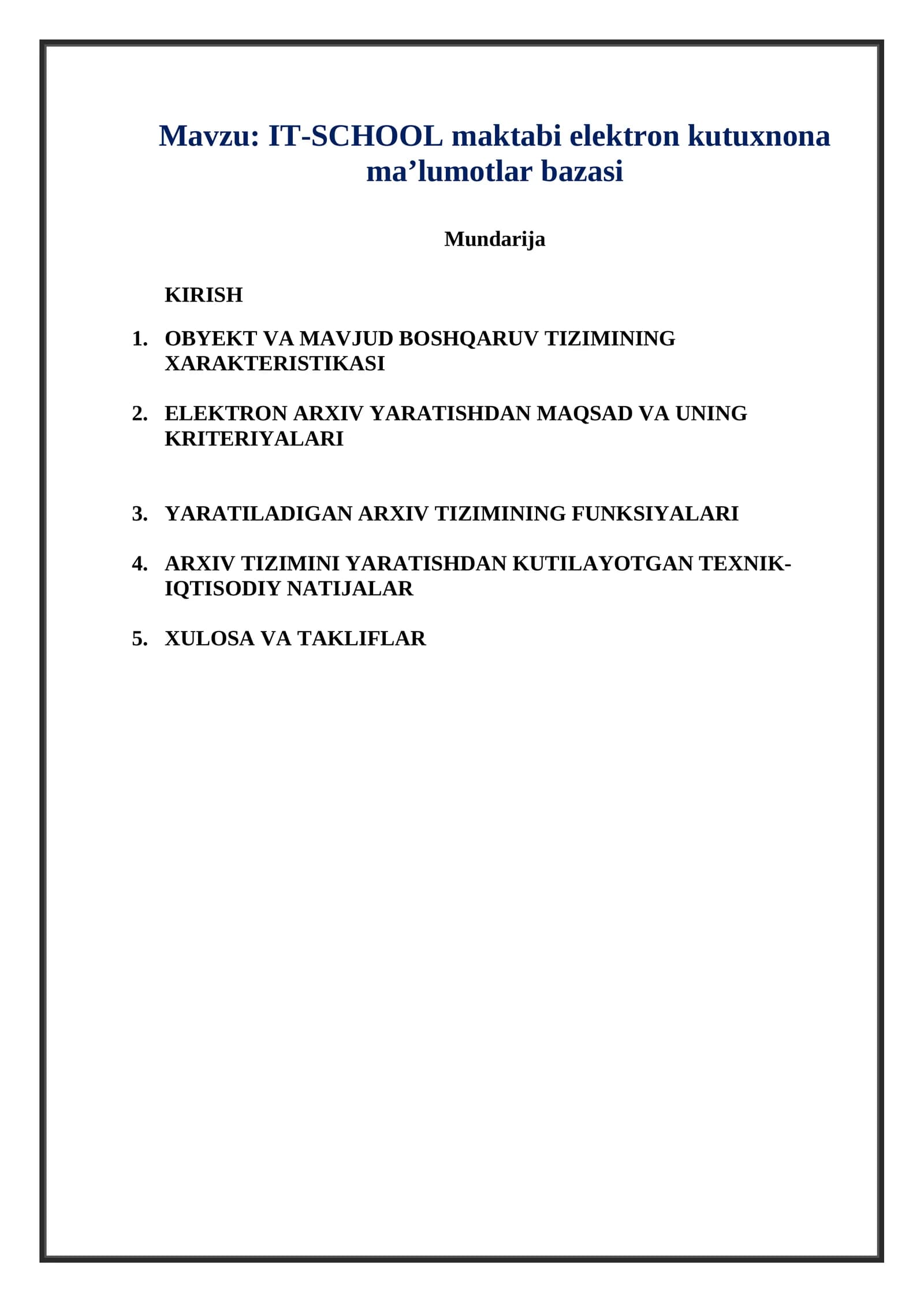 IT-SCHOOL maktabi elektron kutuxnona ma’lumotlar bazasi