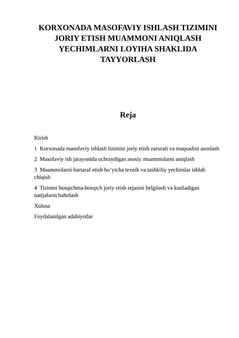 Masofaviy ish tizimi