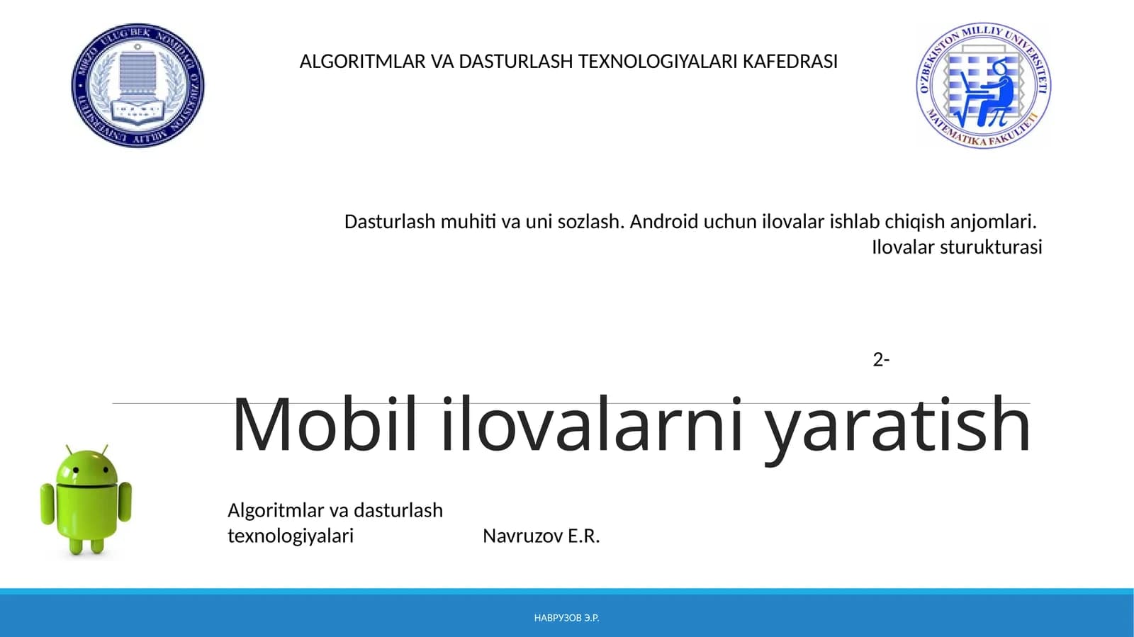 Algoritmalar va Dasturlash Texnologiyalari