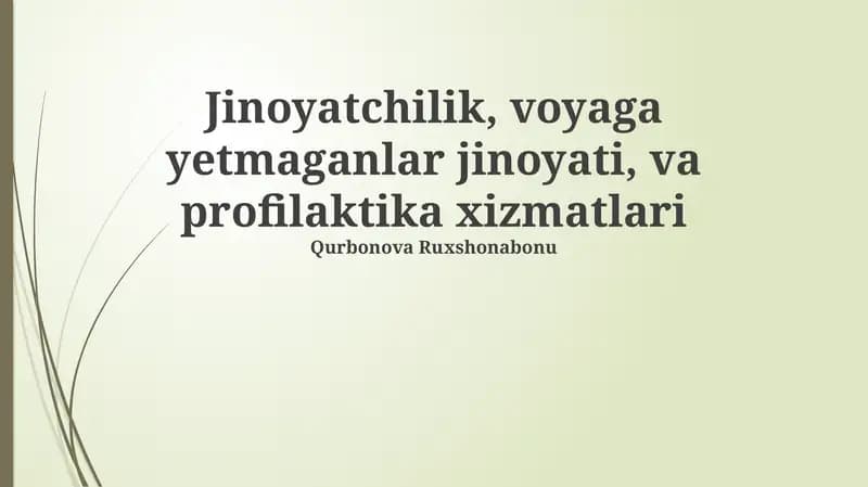 Jinoyatchilik va Voyaga Yetmaganlar Delinkvensiyasi: Ta'rif, Sabablar va Oqibatlar