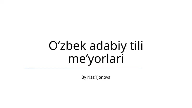 O‘zbek adabiy tili me‘yorlari