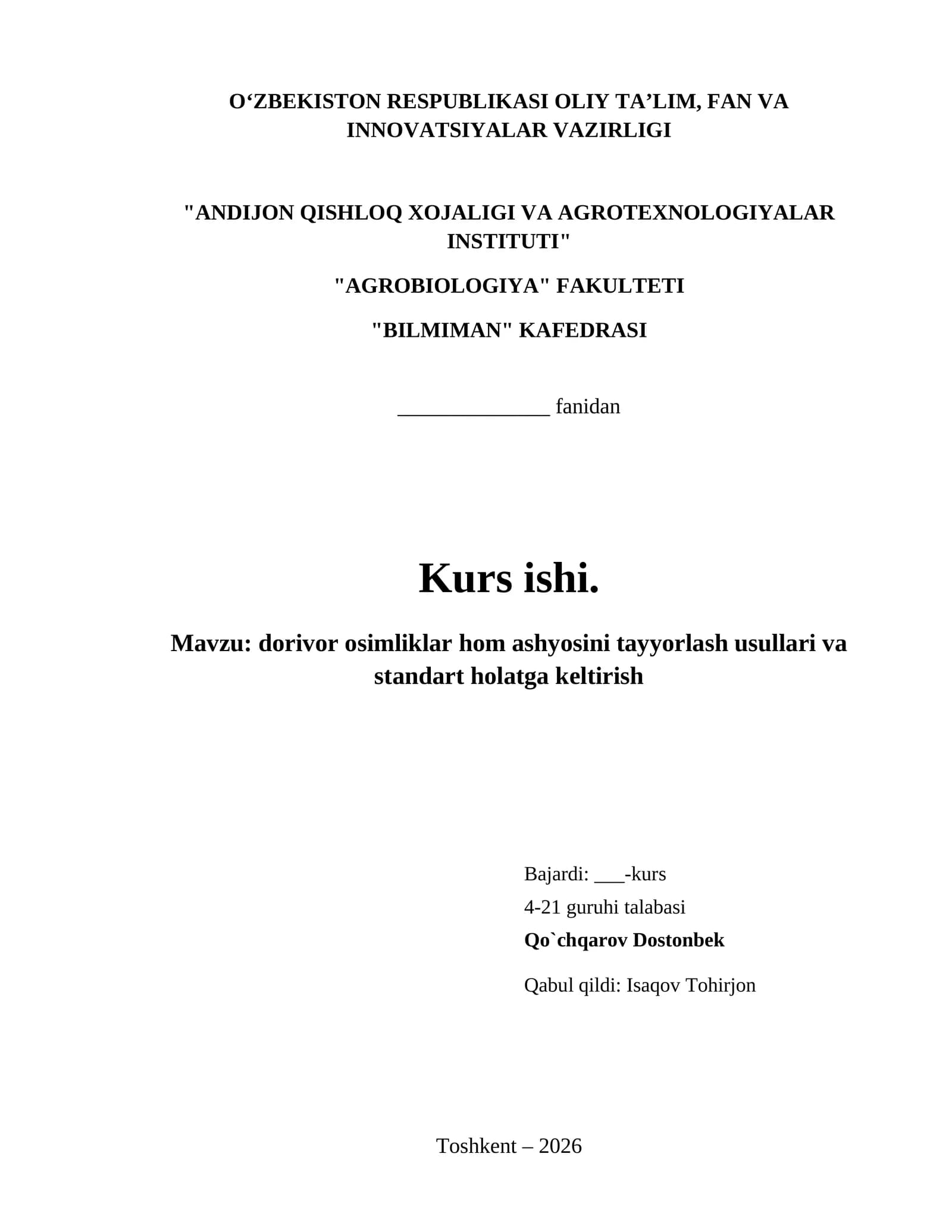 dorivor osimliklar hom ashyosini tayyorlash usullari va standart holatga keltirish
