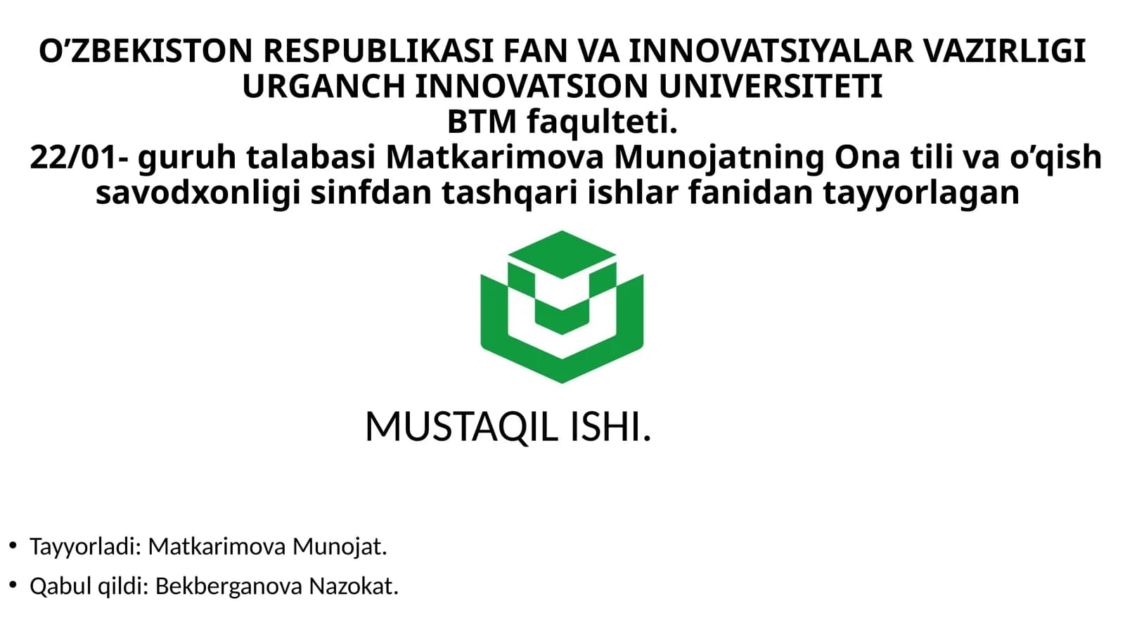 BOSHLANG‘ICH SINFLARDA TURLI BAYRAM TADBIRLARI REJASINI TUZISH
