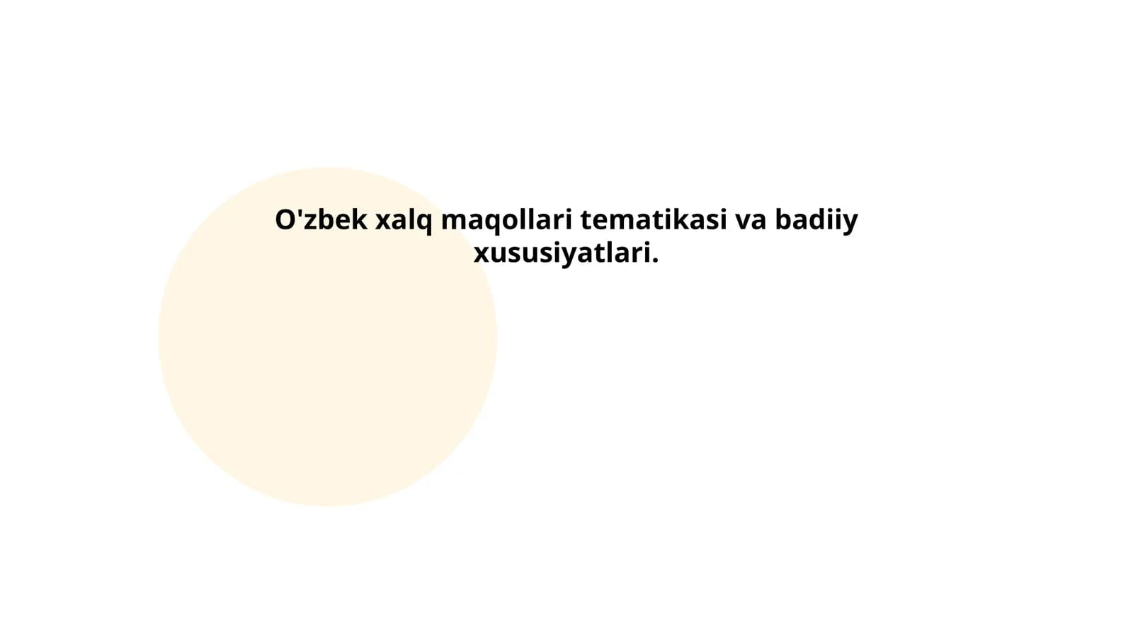 O'zbek xalq maqollari tematikasi va badiiy xususiyatlari