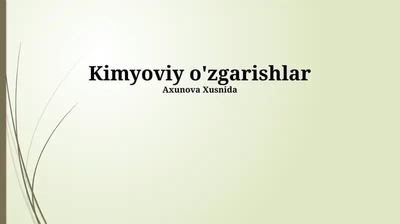 Kimyoviy o'zgarishlar