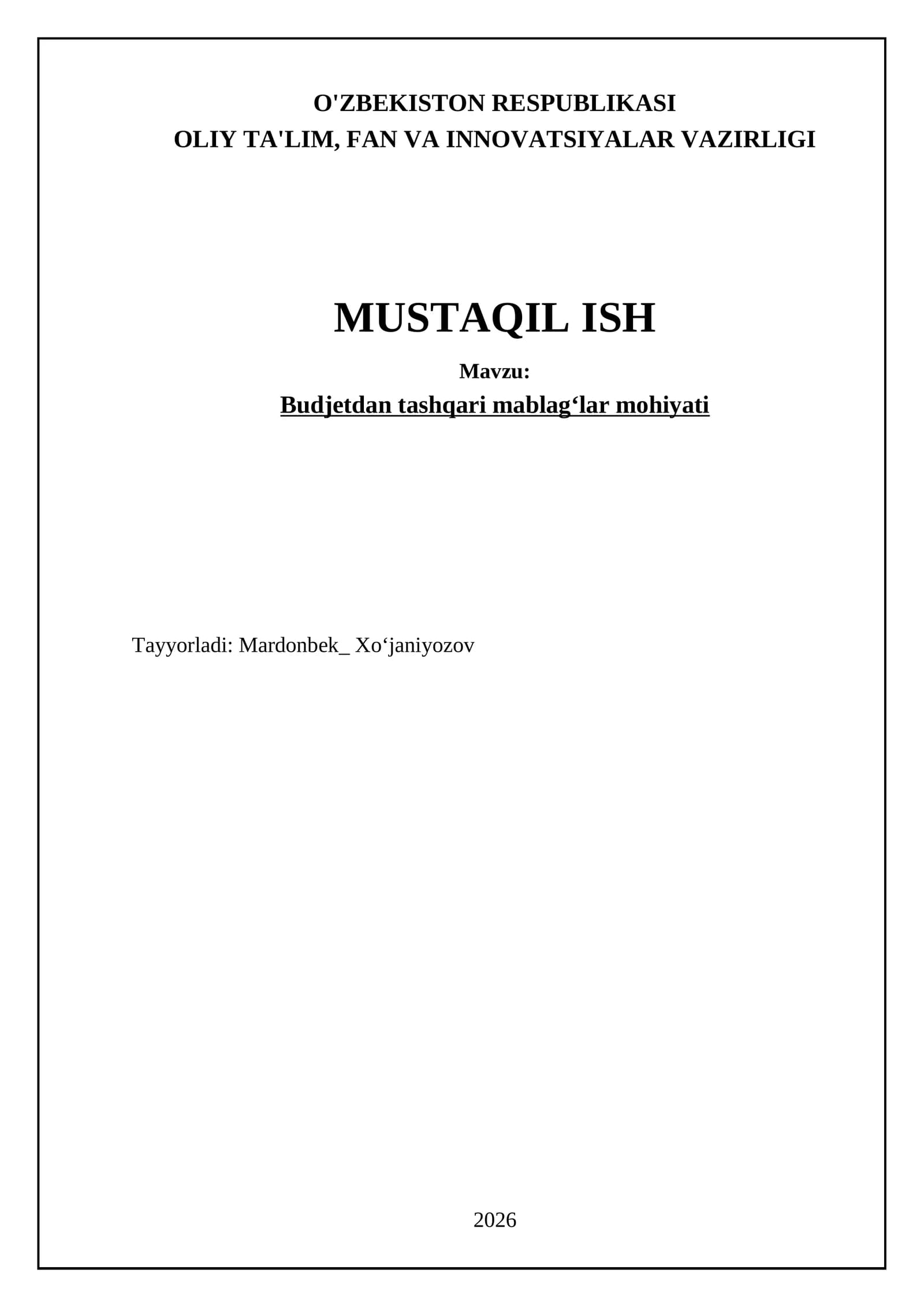 Budjetdan tashqari mablagʻlar mohiyati