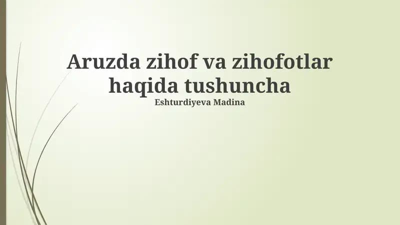 Aruzda zihof va zihofotlar haqida tushuncha