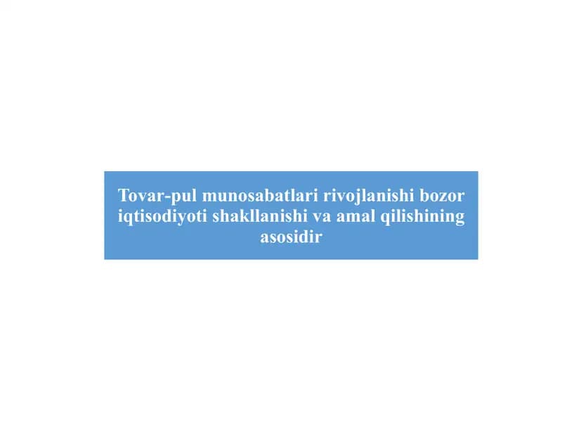 Tovar pul munosabatlari