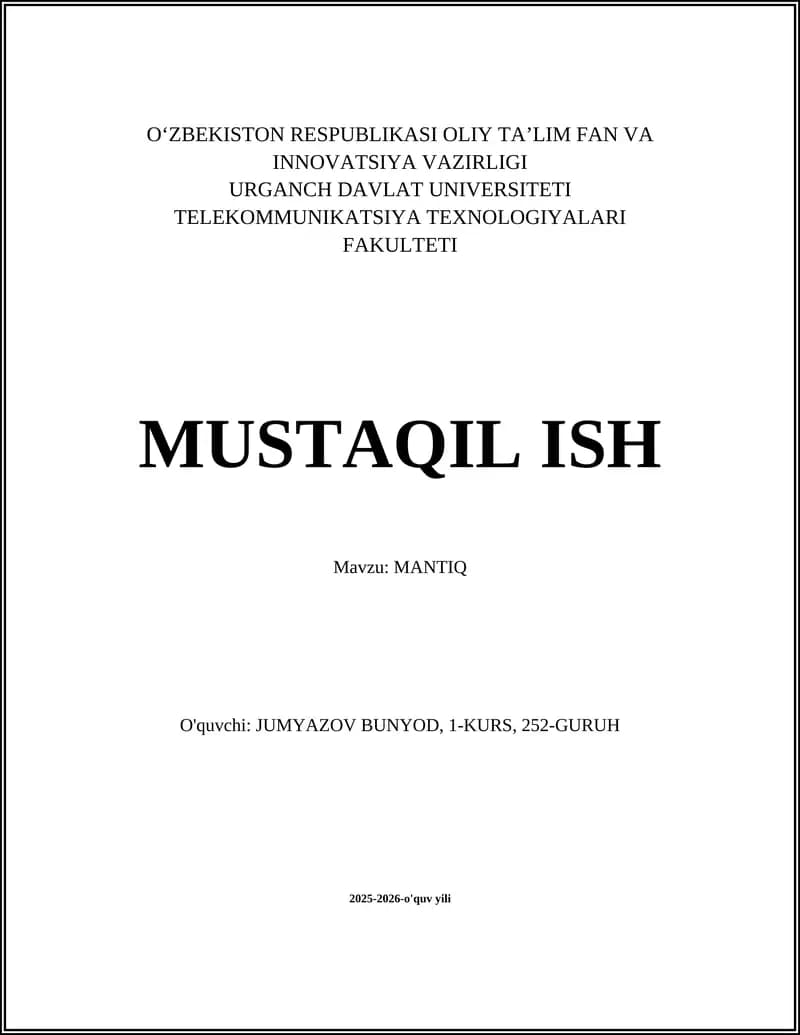 Mantiqning asosiy tushunchalari