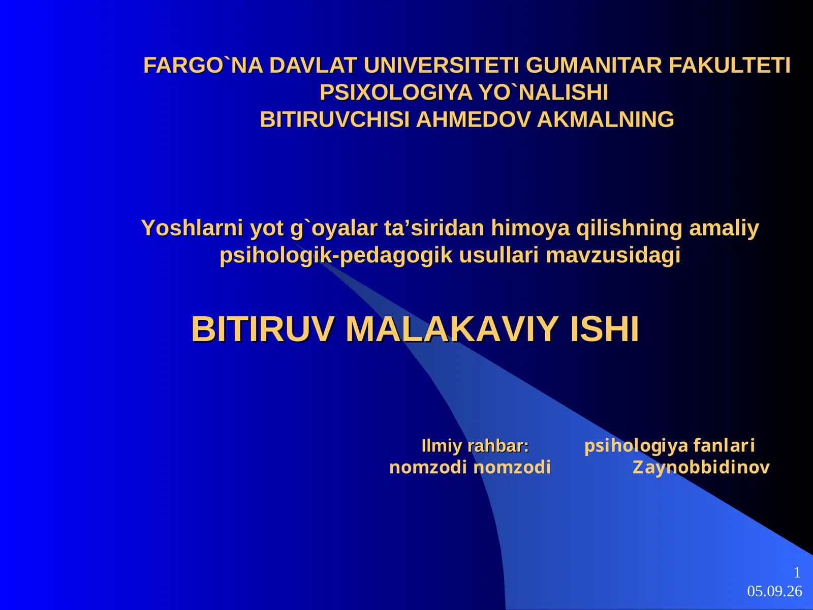 Yoshlarni yot g`oyalar ta’siridan himoya qilishning amaliy psihologik-pedagogik usullari