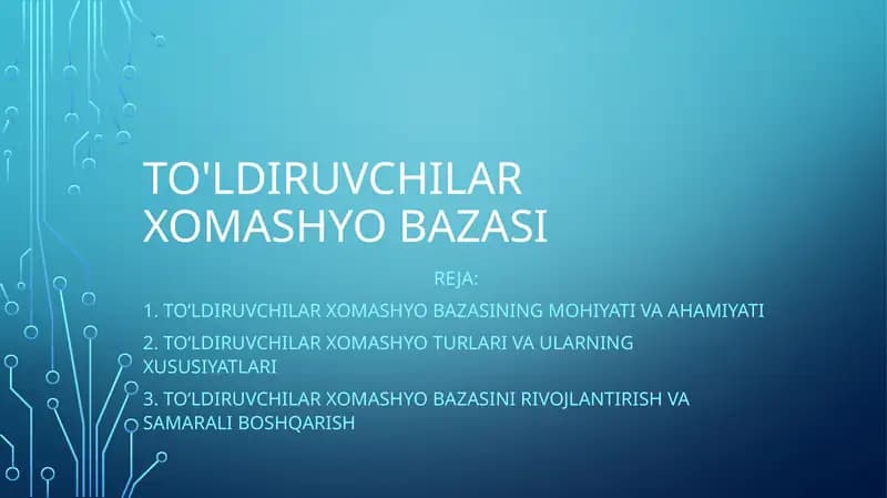 To'ldiruvchilar xomashyo bazasi