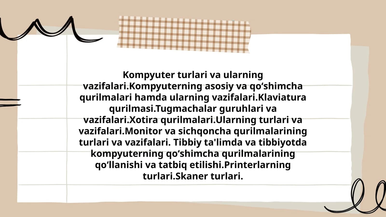 Kompyuter turlari va ularning vazifalari