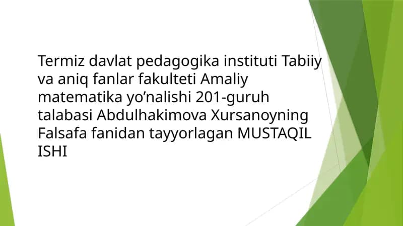 G’arb mutafakkirlarining borliq haqidagi ta’limotlari
