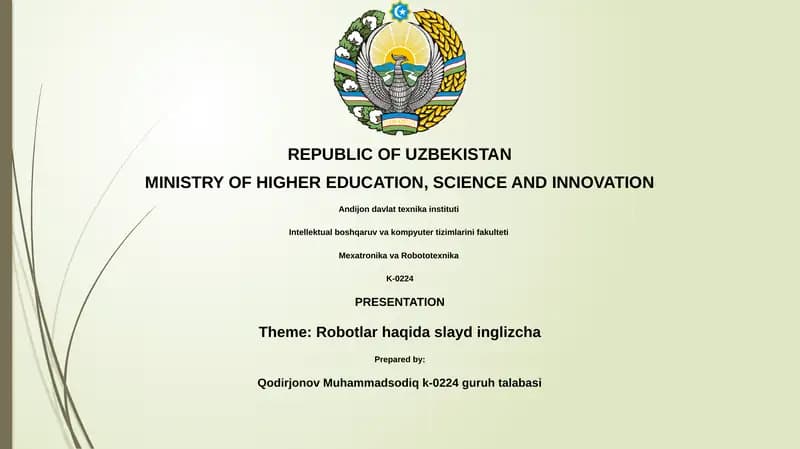 Robotlar haqida slayd