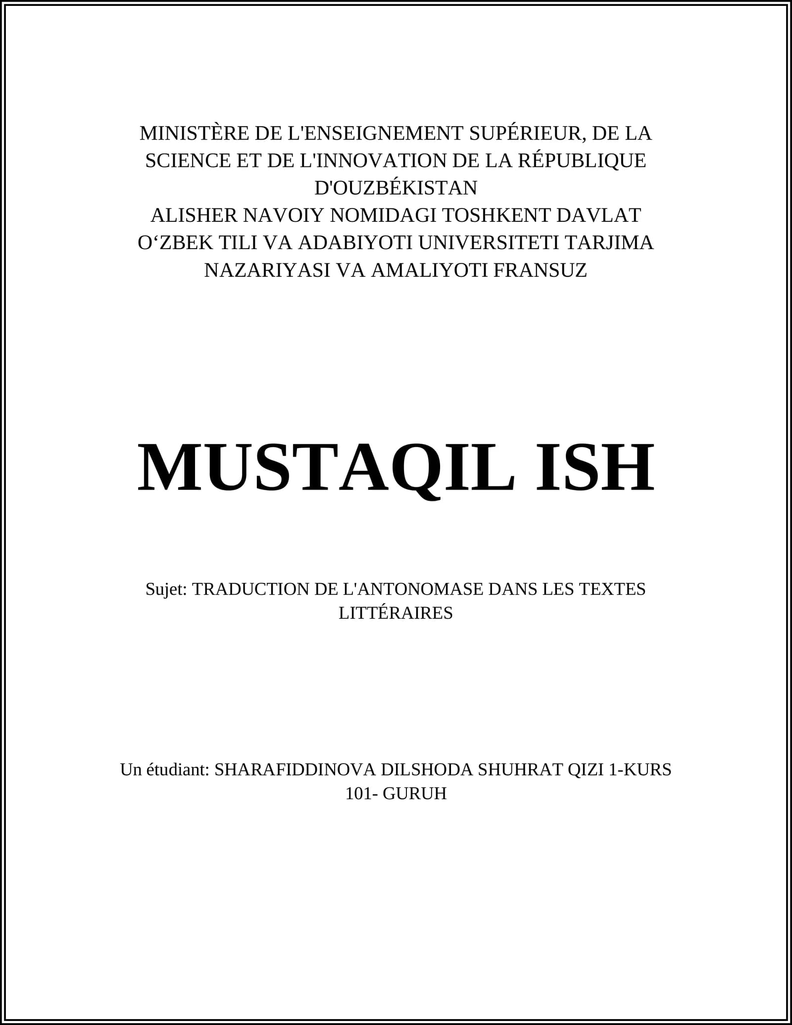 Traduction de l'antonomase dans les textes littéraires