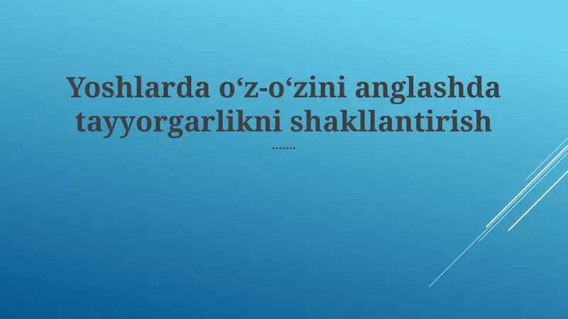 O'z-o'zini anglash