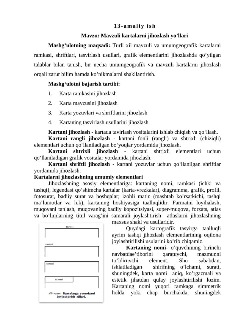 Mavzuli kartalarni jihozlash yo’llari
