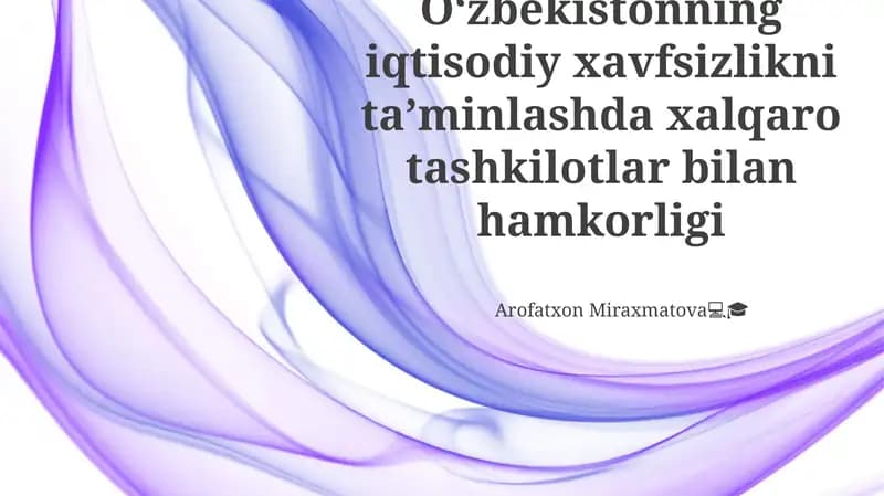 O‘zbekistonning iqtisodiy xavfsizlikni ta’minlashda xalqaro tashkilotlar bilan hamkorligi
