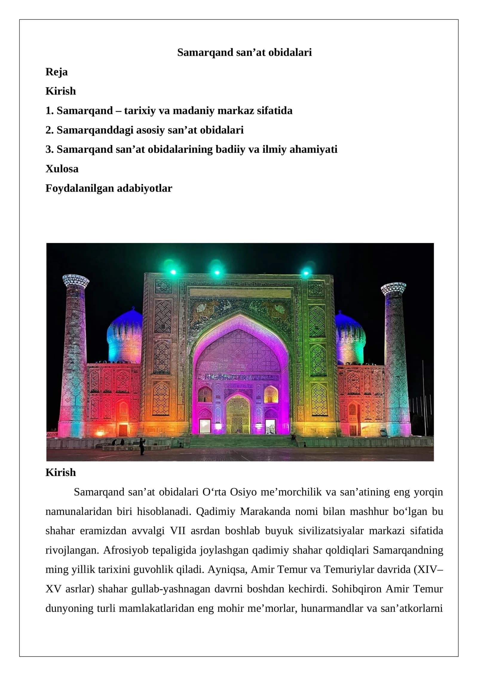 Samarqand san’at obidalari