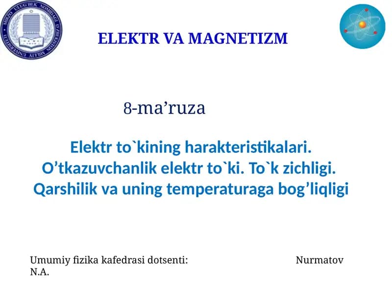 ELEKTR VA MAGNETIZM
