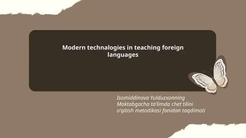 Maktabgacha taʼlimda chet tilini oʻqitish metodikasi