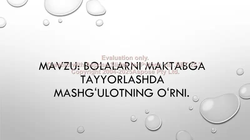 Bolalarni maktabga tayyorlashda mashgʻulotning oʻrni