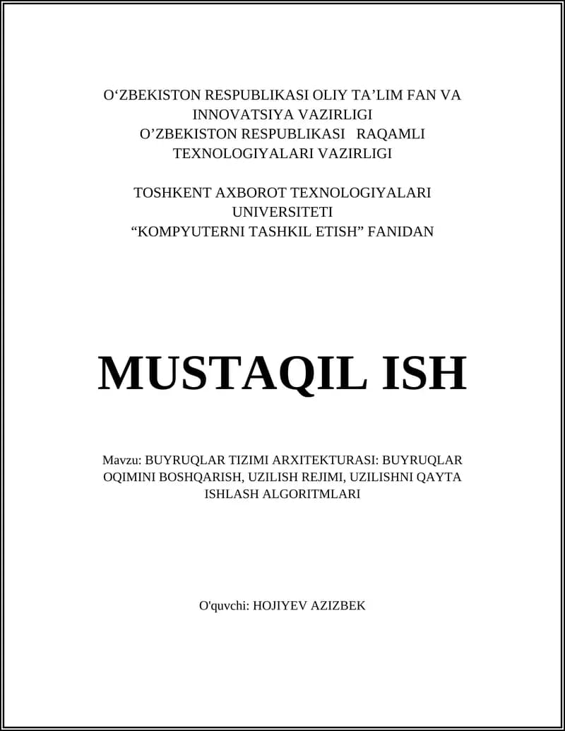 Xaridorlar tizimi arxitekturasi