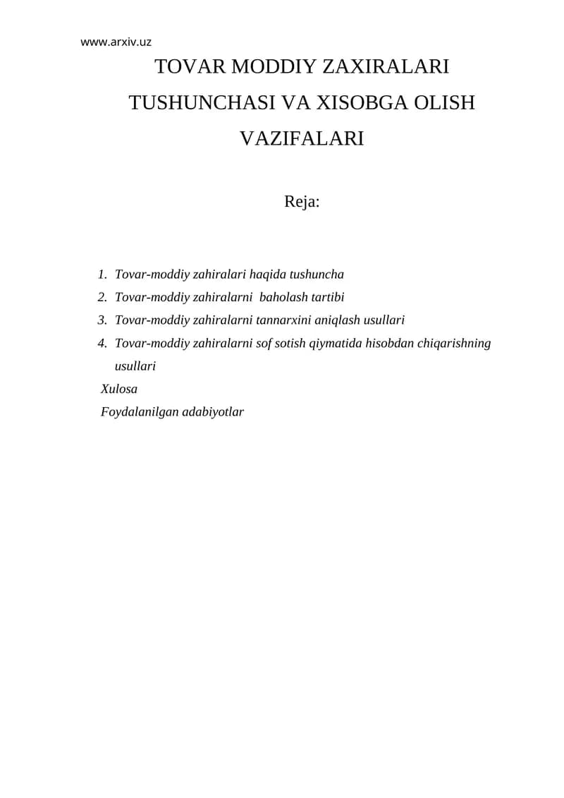 Тovar-moddiy zaxiralar
