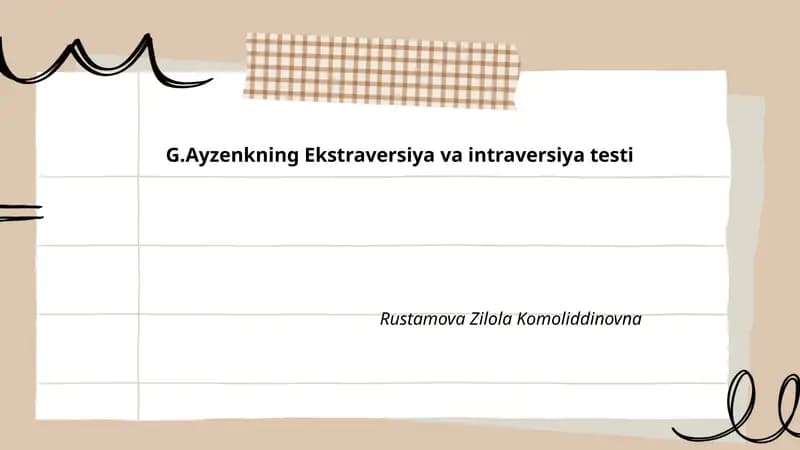 G.Ayzenkning Ekstraversiya va intraversiya testi