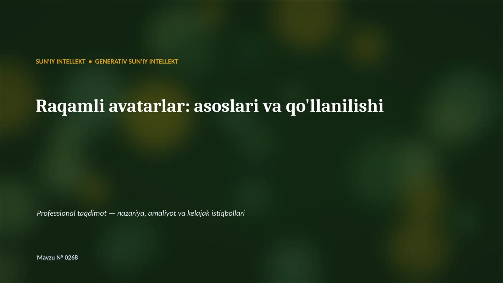 Raqamli avatarlar: asoslari va qo'llanilishi