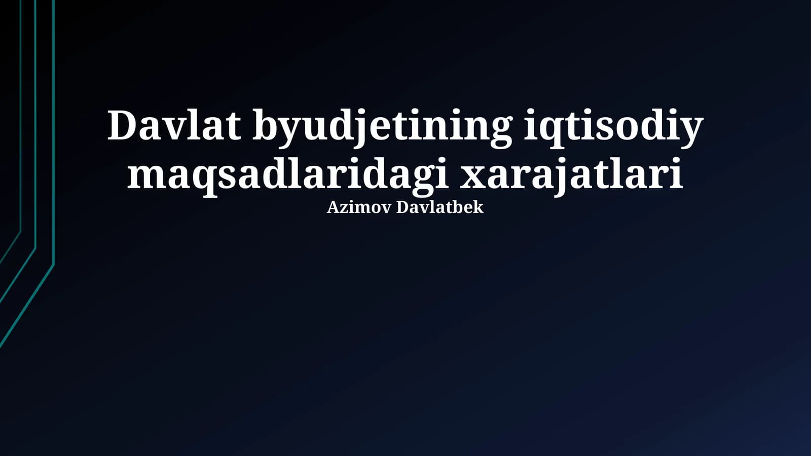 Davlat byudjetining iqtisodiy maqsadlaridagi xarajatlari
