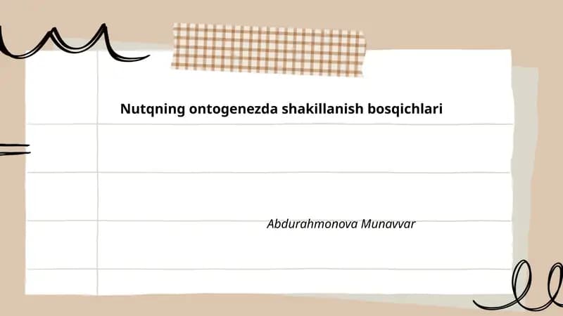 Nutqning ontogenezda shakillanish bosqichlari