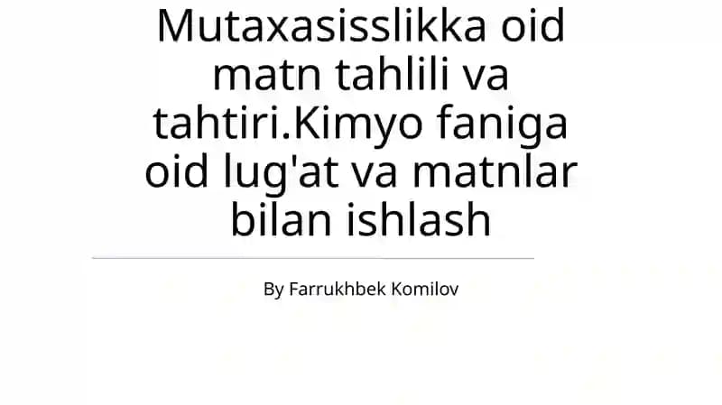 Kimyo faniga oid lug'at va matnlar