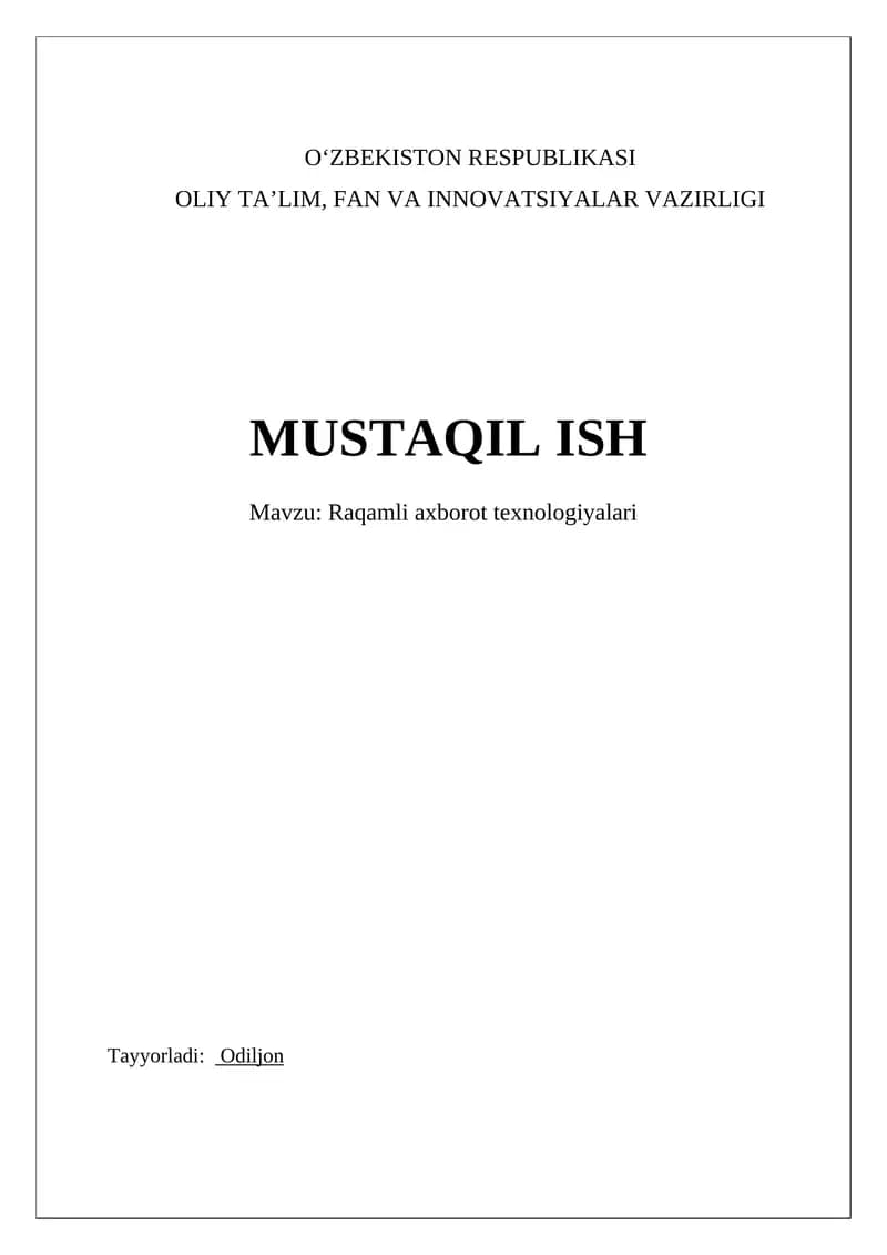 Raqamli axborot texnologiyalari